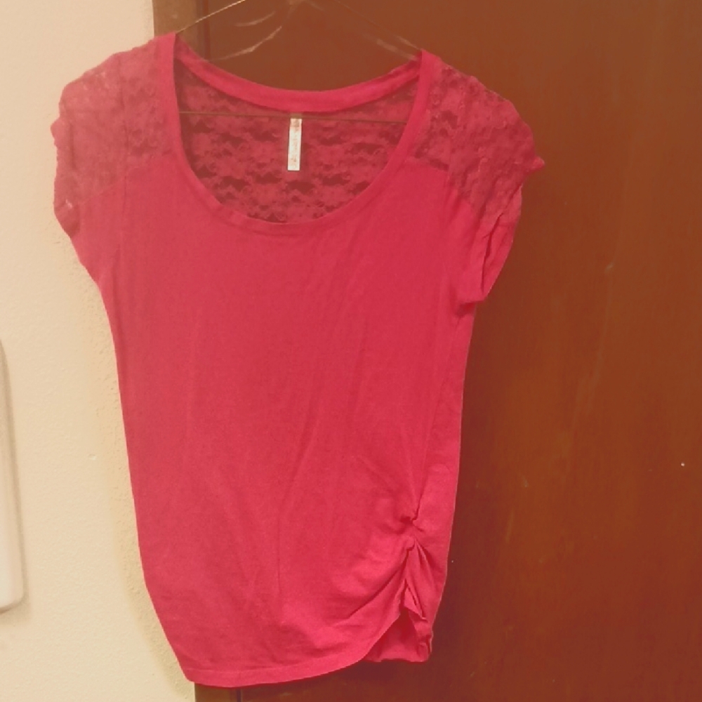 Lace Sleeve Pink Top